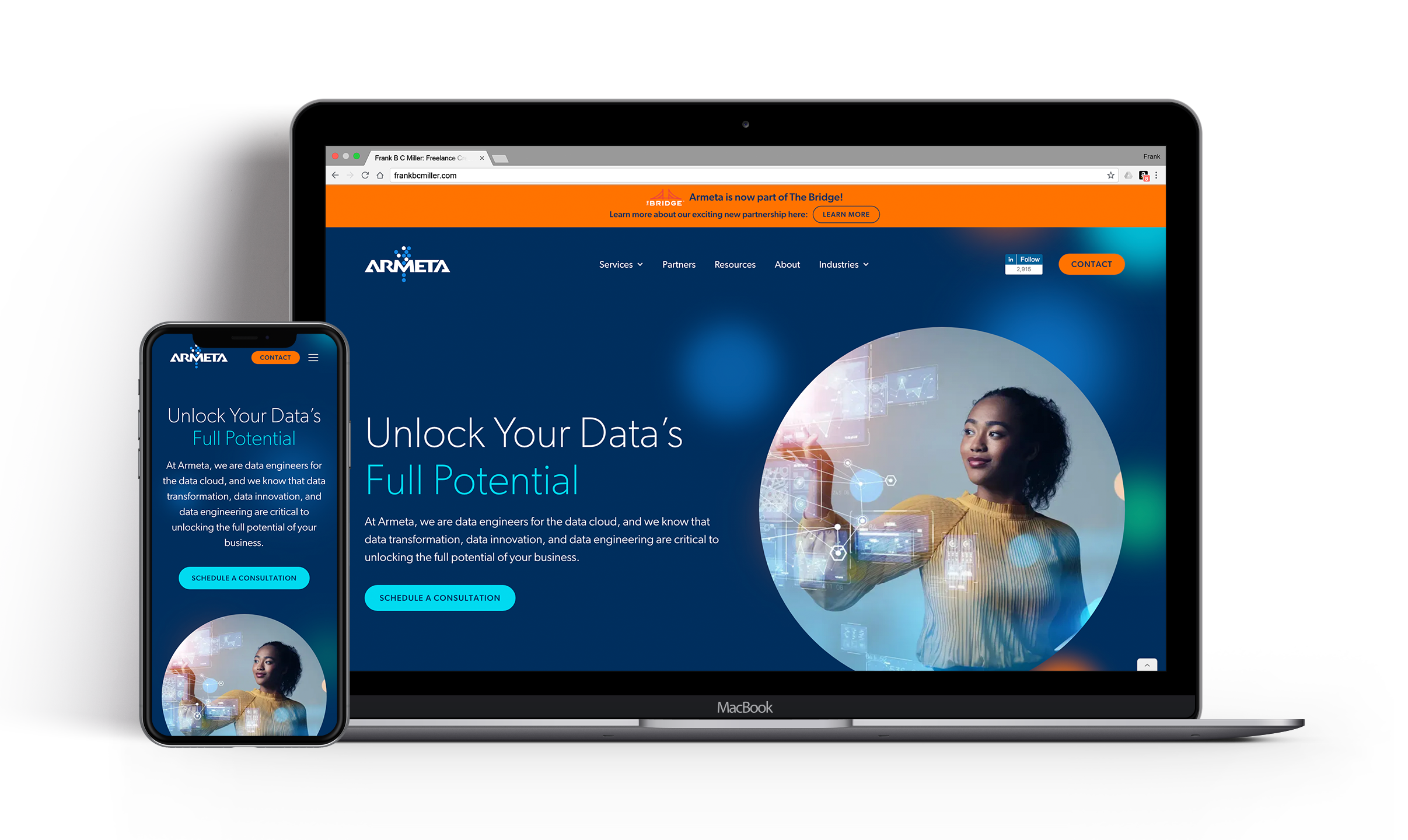 Screen capture of Armeta Analytics website homepage